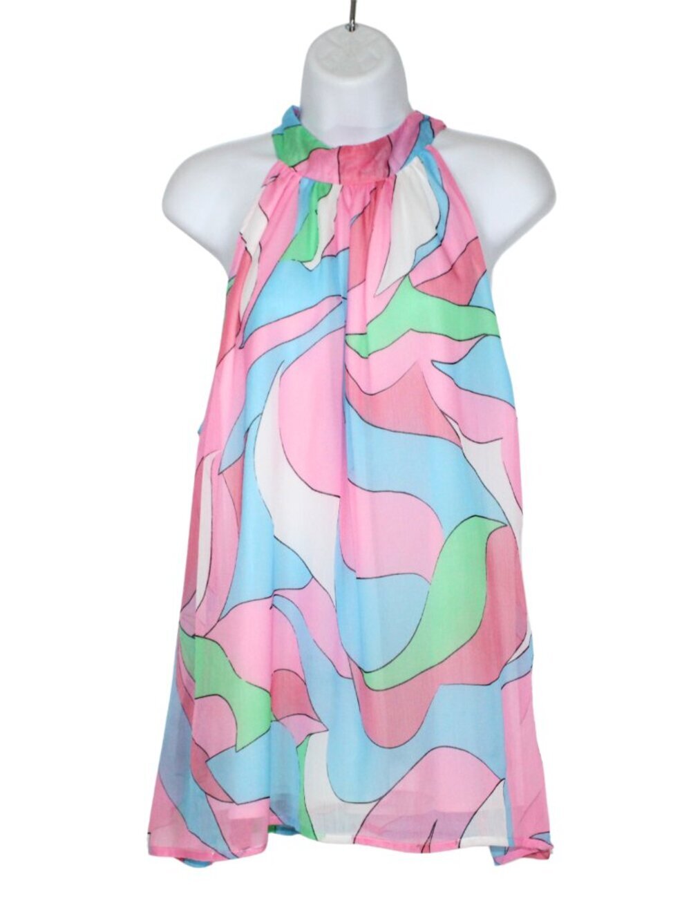 Y2K JW Style women's tunic top size L pastel colorful abstract psychedelic